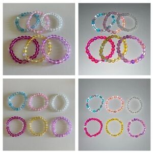 undle of 6 ~ 8mm Frosted Aura Mermaid Crystal Beaded 7” Stretch Bracelets